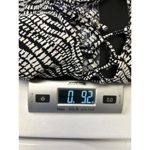 Pacific Beach 3X Black & Ivory Coverup Dress Lace-Up Front Geometric Pattern - Picture 8 of 9